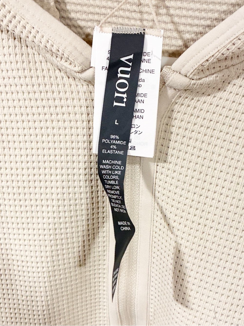 Vuori Waffle Seamless Zip Hoodie Oatmeal Tan Size Large NEW - Picture 4 of 5